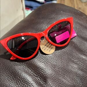 Betsey Johnson Red Sunglasses with Pearl Detail NWT